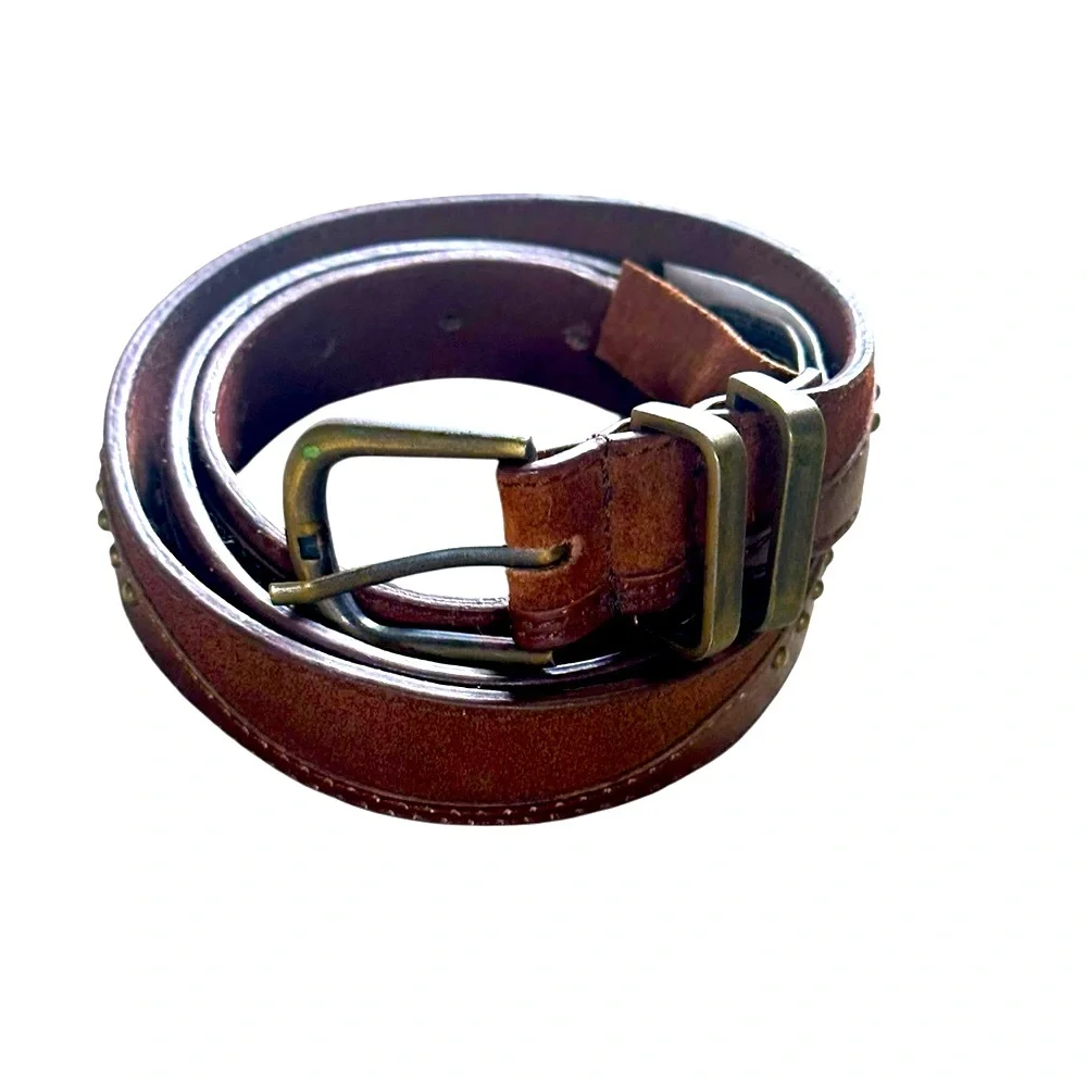 Free People Leather & Suede Belt | Flattering Grommets and Studs | Brown | M/L